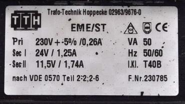 TTH Steuertransformator Trafo EME/ST Transformator 24V 11,5V Hebebühne Hoppecke