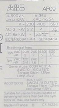 ABB AF09 30-10-13 Schütz Hebebühnen 4 Schließer 230V 1SBL137001R1301