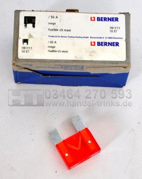 10 Stück Berner Flachstecksicherung Maxi 50 A KFZ Sicherung PKW LKW 781711