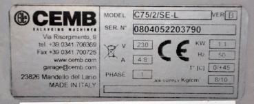 CEMB C75 -2 SE Reifenwuchtmaschine Auswuchtmaschine Wuchtemaschine pneu Radspann