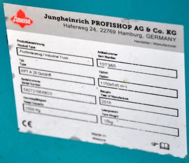 Jungheinrich HPT A 25 Q 2,5 to Hubwagen Handhubwagen Gabelhubwagen Doppelrolle