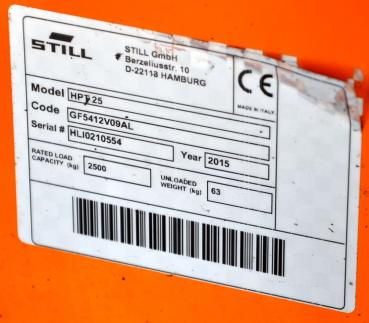 Still HPT-25 Hubwagen 2.5t Gabelhubwagen Palettenwagen Handhubwagen Gabelstapler