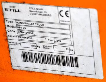 Still HPT-25 Hubwagen 2.5t Gabelhubwagen Palettenwagen Handhubwagen Gabelstapler