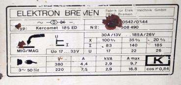 ELEKTRON KERCOMET 185 CO2 Schutzgas Schweißgerät MIG MAG Schutzgasschweißgerät