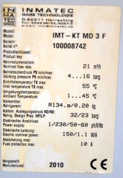 INMATEC IMT KT MD 3F Lufttrockner Kältetrockner Kompressoren Schraubenkompressor