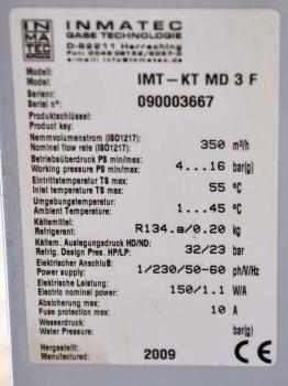 Kältetrockner INMATEC IMT KT MD 3 Lufttrockner Kompressoren Stickstoff Druckluft