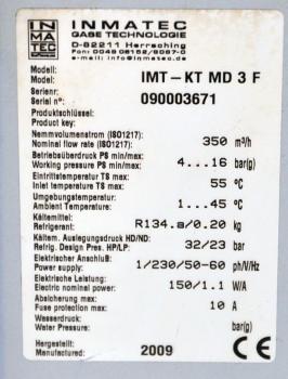 Kältetrockner INMATEC IMT KT MD 3 Lufttrockner Kompressoren Stickstoff Druckluft