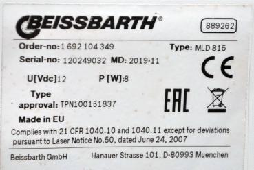 Beissbarth MLD 815 Scheinwerfereinstellgerät LASEREINHEIT Lichteinstellgerät LED