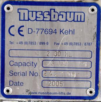 Nussbaum ATT 2 Säulen Hebebühne 3to HL 2.30 Mini Max Tragarmaufnahmen Hubbühne