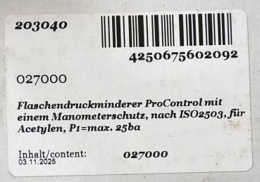 Preview: GCE Druckminderer Acetylen ProControl Flaschendruckregler Schneidbrenner Autogen