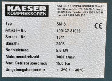 KAESER Schraubenkompressor SM 8 Kompressor Werkstattkompressor Druckluftanlage