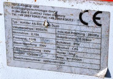 Lackierabsaugung TEKA Airfilter AS600 Motip Dupli Lackierfilter Smart Repair