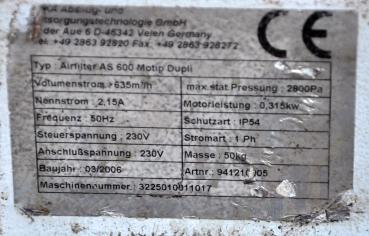 Preview: Lackierabsaugung TEKA Airfilter AS600 Motip Dupli Lackierfilter Smart Repair