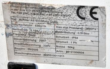 TEKA Airfilter AS600 Motip Dupli Lackierabsaugung Lackierfilter Smart Repair