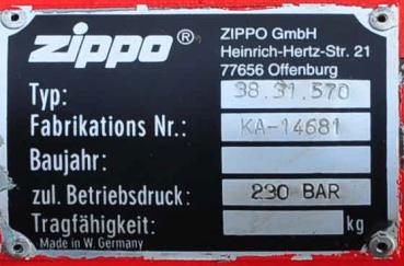 Hydraulik Zylinder Zippo 8090 Scheren 38.31.570 Hebebühne Nachhub Hubzylinder