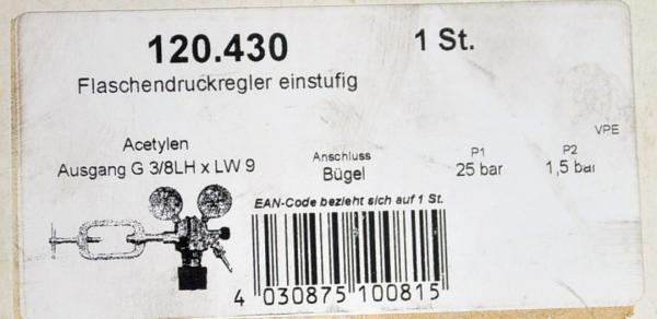 EWO 120.430 Flaschendruckminderer Acetylen Schneidbrenner Autogen Schweißgerät