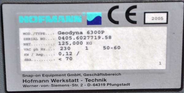 HOFMANN Geodyna 6300 P Auswuchtmaschine Powerclamp Wuchte Reifenwuchtmaschine