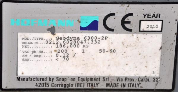HOFMANN Geodyna 6300 2P Reifenwuchtmaschine Auswuchtmaschine Powerclamp Wuchte