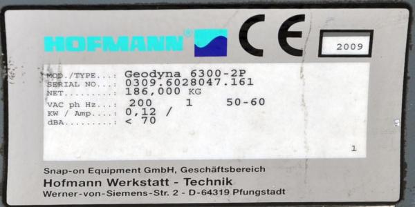 HOFMANN Geodyna 6300 -2P Auswuchtmaschine Powerclamp Wuchte Reifenwuchtmaschine