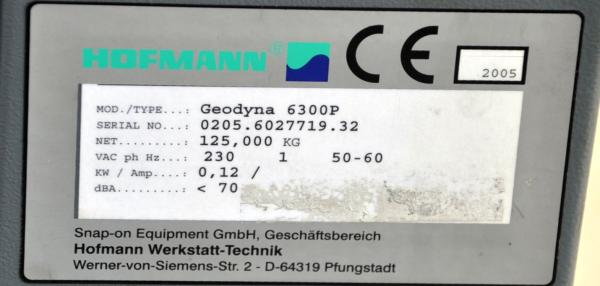 HOFMANN Geodyna 6300 P Auswuchtmaschine Reifenwuchtmaschine Powerclamp Wuchte