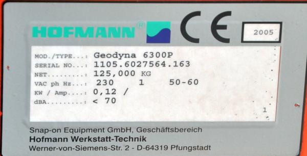 HOFMANN Geodyna 6300 P Reifenwuchtmaschine Wuchtmaschine Auswuchtmasche Wuchte