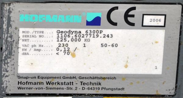 HOFMANN Geodyna 6300 2P Reifenwuchtmaschine Wuchtmaschine Auswuchtmasche Wuchte