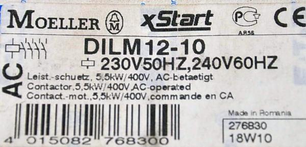 EATON DILM 12-10 Leistungsschütz Schütz Hebebühnen 3polig 3S +1S 5.5kW 230 V