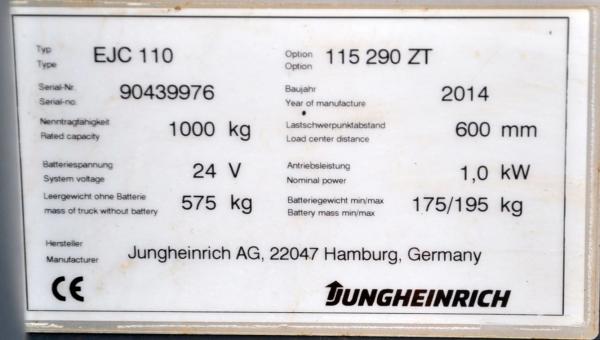 Jungheinrich EJC 110 el. Hubwagen Deichselstapler Hochhubwagen Ameise Stapler