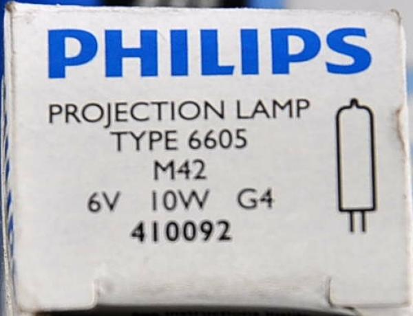 10x Philips Hallogen Projektion Lampe Typ 6605 G4 Sockel 6V 10W 410092 Focusline