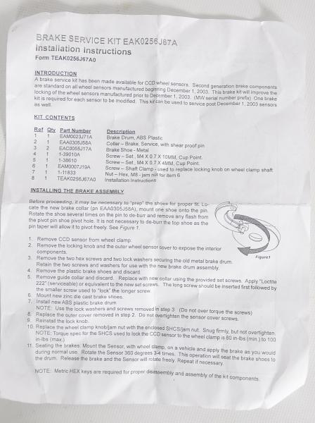 Bremsen Reparatursatz Messkopf JOHN BEAN Visualiner Achsmessstand V501 V901