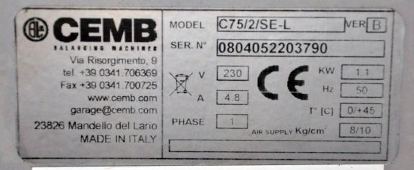 CEMB C75 -2 SE Reifenwuchtmaschine Auswuchtmaschine Wuchtemaschine pneu Radspann