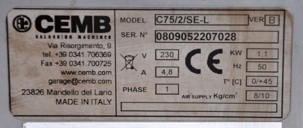 CEMB C75 SE-L Wuchtmaschine Reifenauswuchtmaschine Auswuchtmasche Wuchte