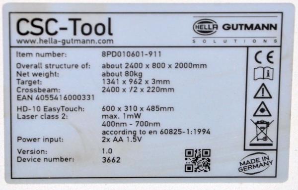 Hella Gutmann CSC Tool Kamera & Sensor Kalibrationsgerät ADAS Justagegerät
