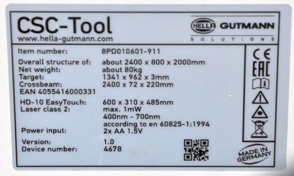CSC Tool Kamera & Sensor Kalibrationsgerät Hella Gutmann ADAS Justagegerät