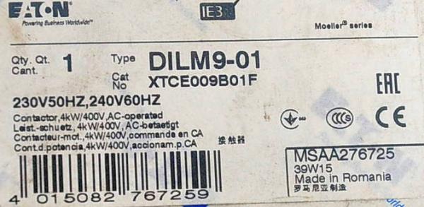 EATON DILM 9-01 Leistungsschütz Schütz Hebebühnen 3 polig 4kW 230 V/AC 9A