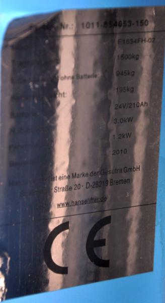 HanseLifter E1534FH-02 E Hubwagen Deichselstapler Hochhubwagen Ameise Stapler