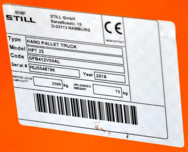 Still HPT-25 Hubwagen 2.5t Gabelhubwagen Palettenwagen Handhubwagen Gabelstapler