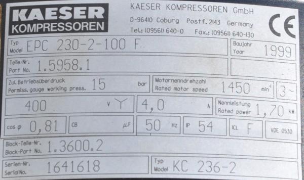 KAESER Kolbenkompressor EUROCOMP EPC 230-2-100 Kompressor Werkstattkompressor