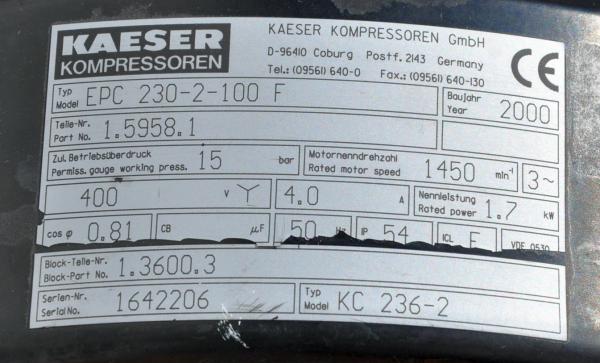 KAESER Kolbenkompressor EUROCOMP EPC 230-2-100 Kompressor Werkstattkompressor