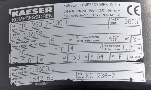 KAESER Kolbenkompressor EUROCOMP EPC 230-2-100 Kompressor Werkstattkompressor