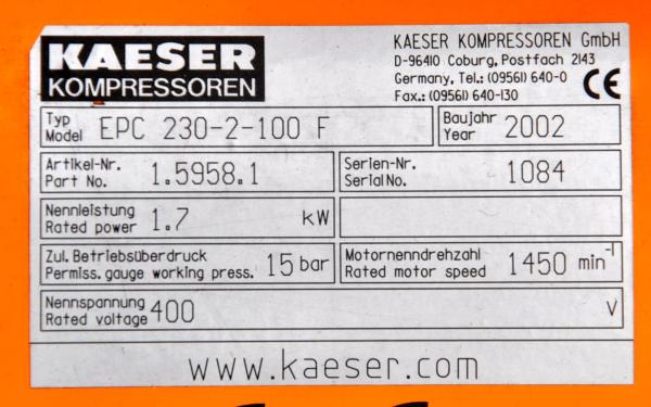 Kolbenkompressor KAESER EUROCOMP EPC 230-2-100 Kompressor Werkstattkompressor
