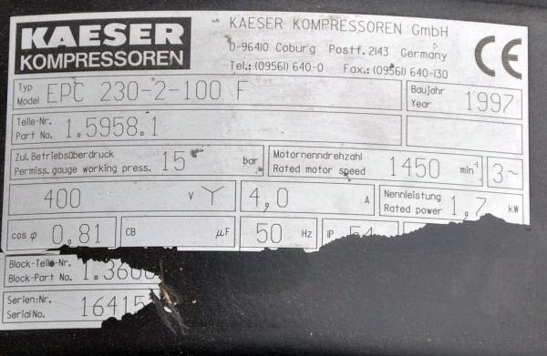 KAESER Kolbenkompressor EUROCOMP EPC 230-2-100 Kompressor Werkstattkompressor