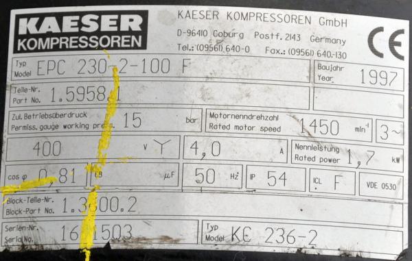 KAESER Kolbenkompressor EUROCOMP EPC 230-2-100 Kompressor Werkstattkompressor