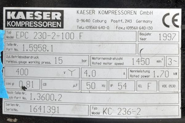 Kolbenkompressor KAESER EUROCOMP EPC 230-2-100 Kompressor Werkstattkompressor