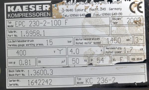 KAESER Kolbenkompressor EUROCOMP EPC 230-2-100 Kompressor Werkstattkompressor