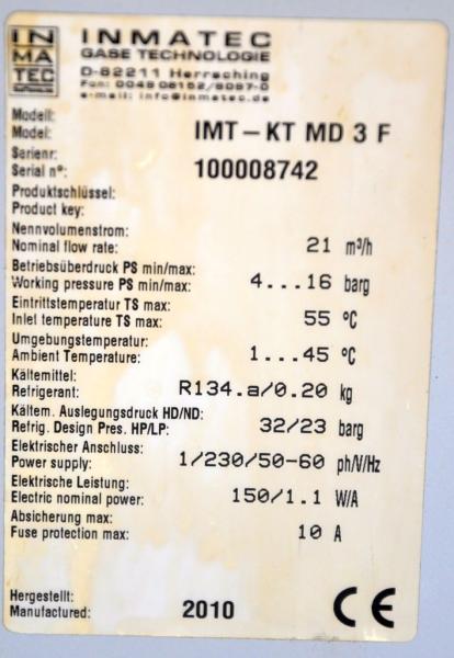 INMATEC IMT KT MD 3F Lufttrockner Kältetrockner Kompressoren Schraubenkompressor