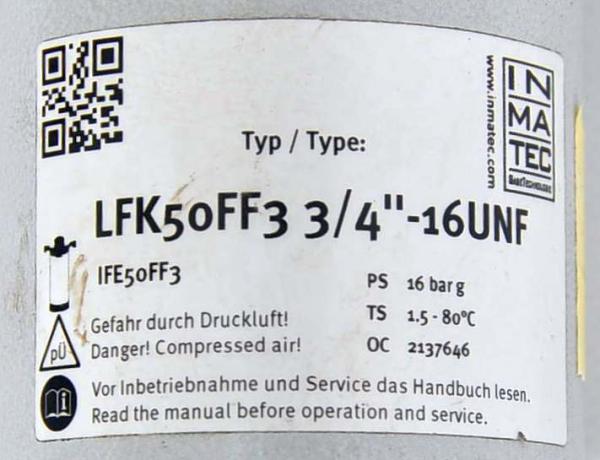 INMATEC LFK50FF3 Filter Lufttrocker Kompressor Entfeuchter Kondensatabscheider