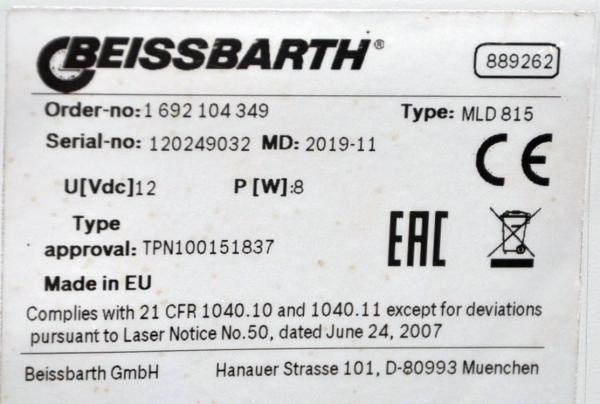 Beissbarth MLD 815 Scheinwerfereinstellgerät LASEREINHEIT Lichteinstellgerät LED