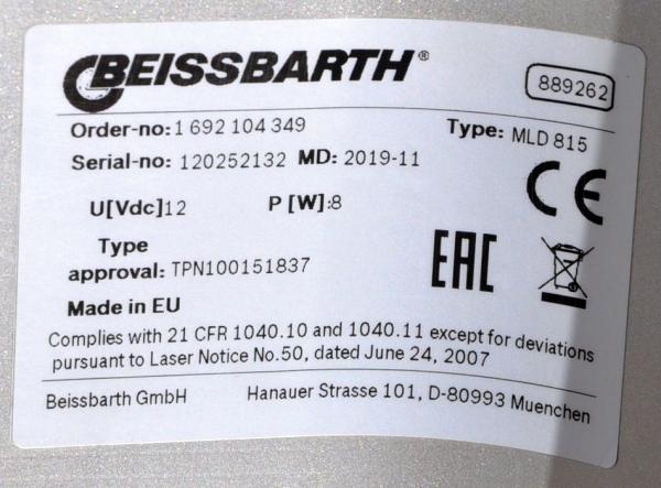 Beissbarth MLD 815 Scheinwerfereinstellgerät Lichteinstellgerät Lasereinheit
