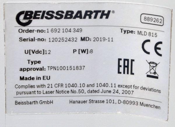 Beissbarth MLD 815 Scheinwerfereinstellgerät LASEREINHEIT Lichteinstellgerät LED